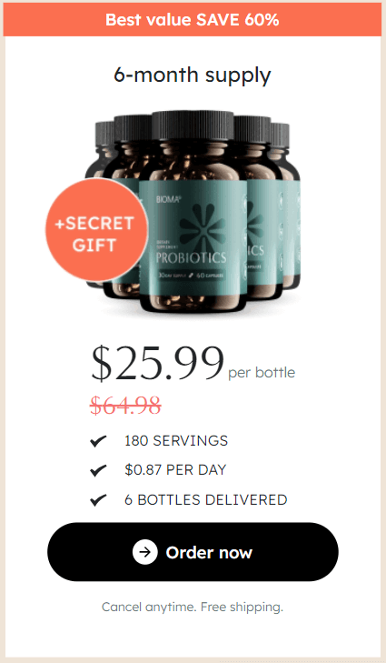 Bioma 6 Bottles - 180 Day Supply - Most Popular